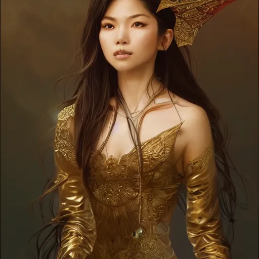 Prompt: full body portrait of a terrible asian sexy beautiful girl, d & d, fantasy, intricate, elegant, highly detailed, digital painting, artstation, concept art, smooth, sharp focus, illustration, art by artgerm and greg rutkowski and alphonse mucha