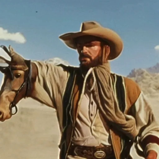 Prompt: a film still of Johnny Joestar from steel ball run in ''The Good, the Bad and the Ugly''(1966)