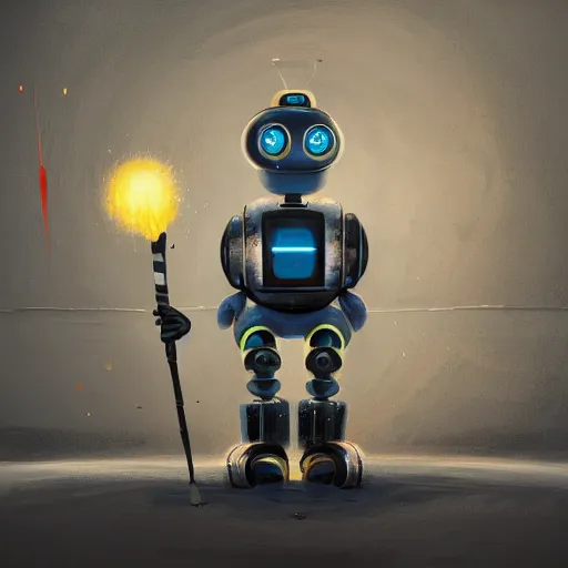 Prompt: cute robot with multiple big paintbrushes, painting a canvas, cute, galaxy, photorealism 4 k, octane render, clean design, beautiful light