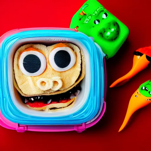 Prompt: cute monster in a lunch boxi, product photography, centered, studio lightning