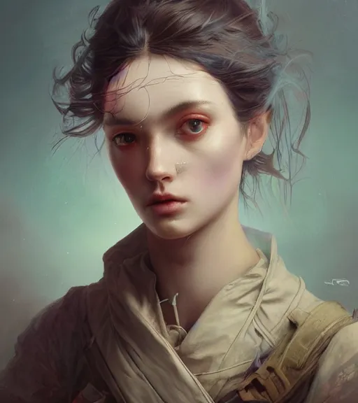 Image similar to portrait of ranger, WLOP, James Jean, tom bagshaw, rococo, trending on artstation, glossy eyes, face, fantasy, intricate, elegant, highly detailed, digital painting, concept art, smooth, sharp focus, illustration, cinematic lighting, hyper realism, octane render, 8k, hyper detailed.