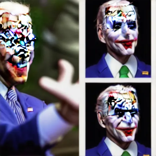 Image similar to joe biden cosplay as the joker