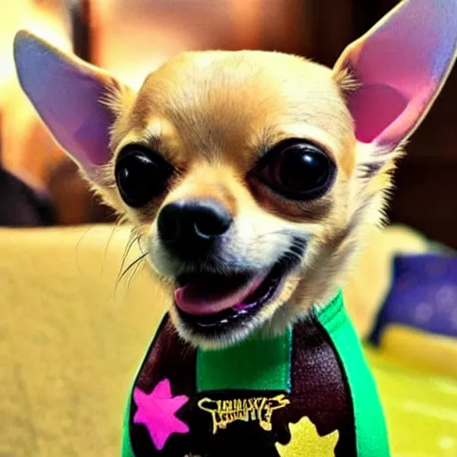 Image similar to chihuahua wearing the Infinity Gauntlet