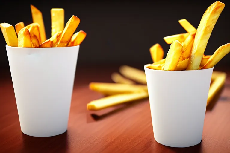 Image similar to best fries, best mayonnaise, best weather, best light, best drink. super realistic 8 k render of a elegant