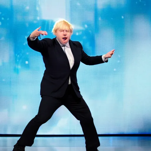 Image similar to boris johnson dancing on americas got talent, 4 k photograph