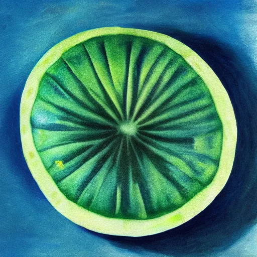 Image similar to a blue watermelon.