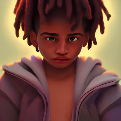 Image similar to Boy with dreadlocks, Disney's Encanto style, trending on artstation, ludicrous lighting, volumetric lighting, concept art, 4k, 8k, trending on artstation.