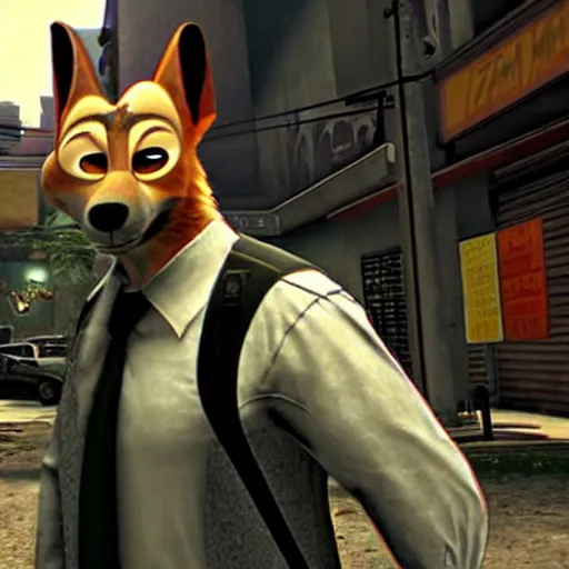 Image similar to max payne 4 set in zootopia