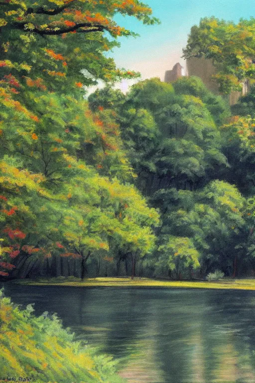 Image similar to bob ross painting of new york central park