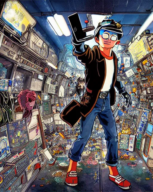 Image similar to ready player one illustration by Hayao Miyazaki