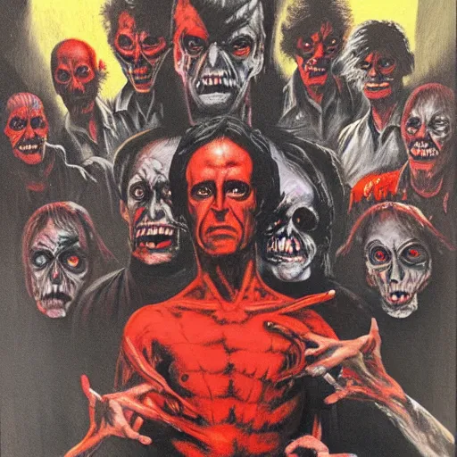 Image similar to a basil gogos painting of dawn of the dead