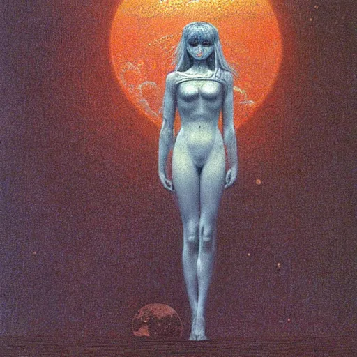 Prompt: portrait of Sailor Moon by Beksinski