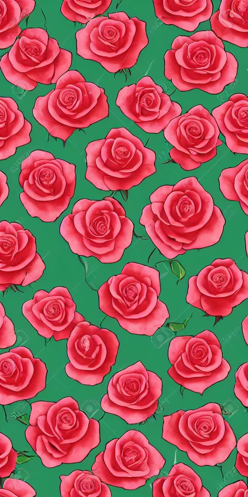 Image similar to seamless pattern of beautiful roses with leaves and throns, colourful, symmetrical, repeating 35mm photography