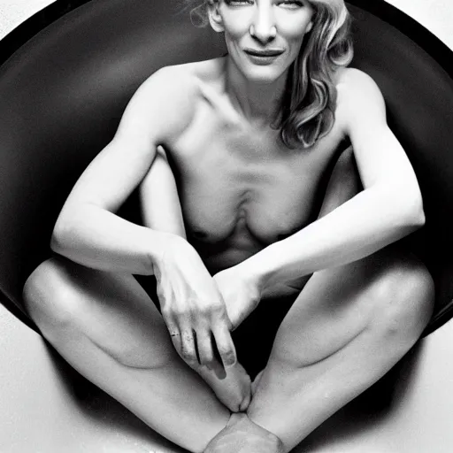 Image similar to photo of cate blanchett in a bathtube by annie leibowitz, photorealisitc ,detailed