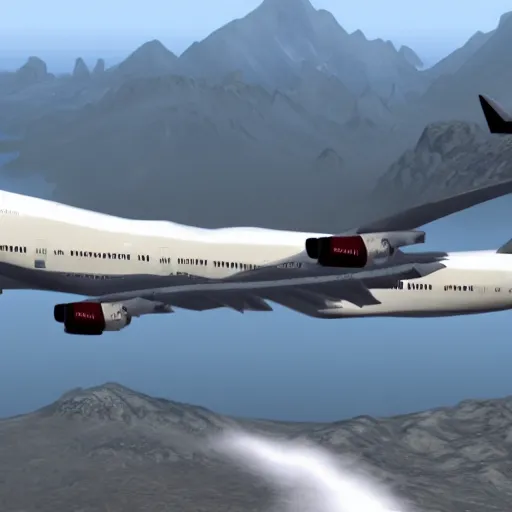 Prompt: Boeing 747 in skyrim