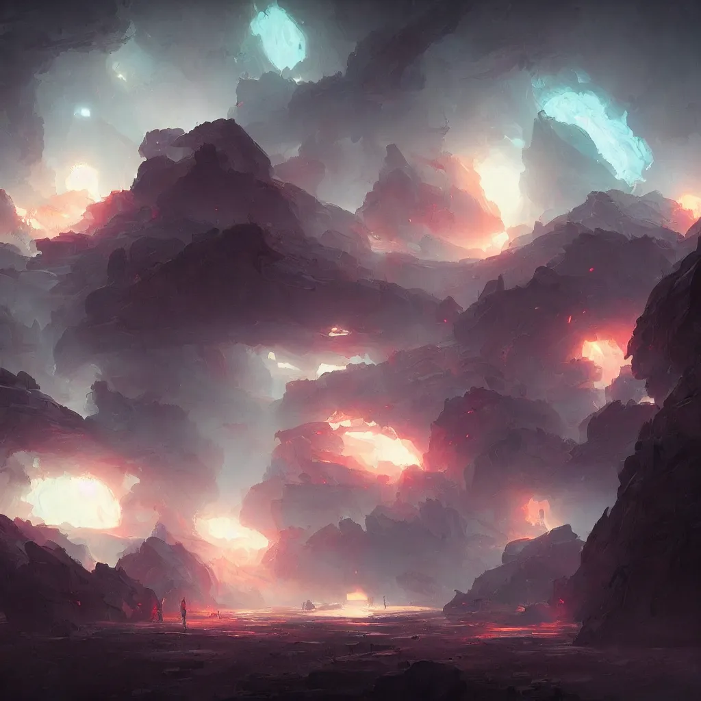 Image similar to atmosphere, concept art, by greg rutkowski, xray melting colors