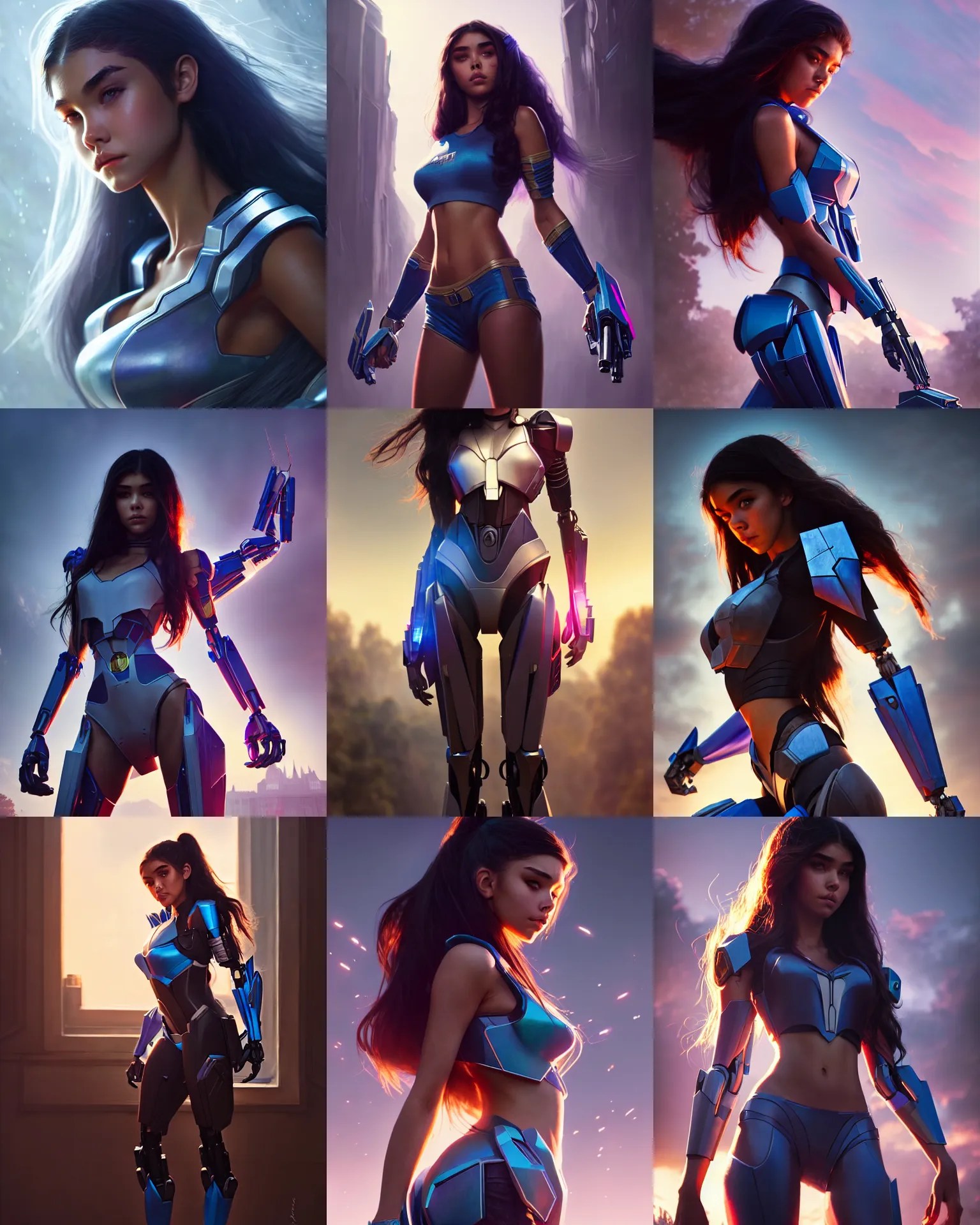 Prompt: a photo of madison beer : : college woman : : as transformers woman by weta : : by greg rutkowski, wlop, rossdraws, artgerm, pixar, unreal engine, sweaty 4 k, hdr, : :