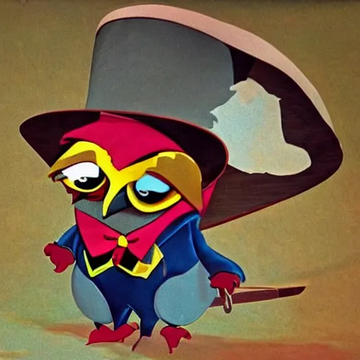 Prompt: cartoon owl dressed as the lone ranger from the children's 1980s cartoon show