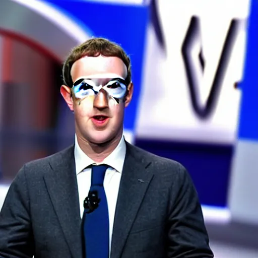 Image similar to mark zuckerberg as a news anchor on cnn