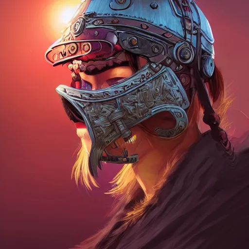 Image similar to cyberpunk viking helmet mask warrior goddess robot ninja fantasy, art gta 5 cover, official fanart behance hd artstation by jesper ejsing, by rhads, makoto shinkai and lois van baarle, ilya kuvshinov, ossdraws