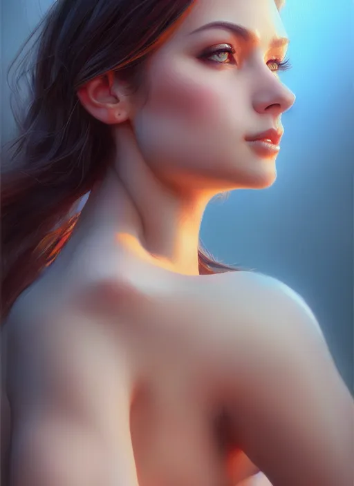 Image similar to photo of a gorgeous young woman in the style of stefan kostic, realistic, sharp focus, 8k high definition, insanely detailed, intricate, elegant, art by stanley lau and artgerm