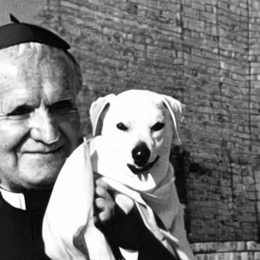 Prompt: pope John Paul II with head of a dog