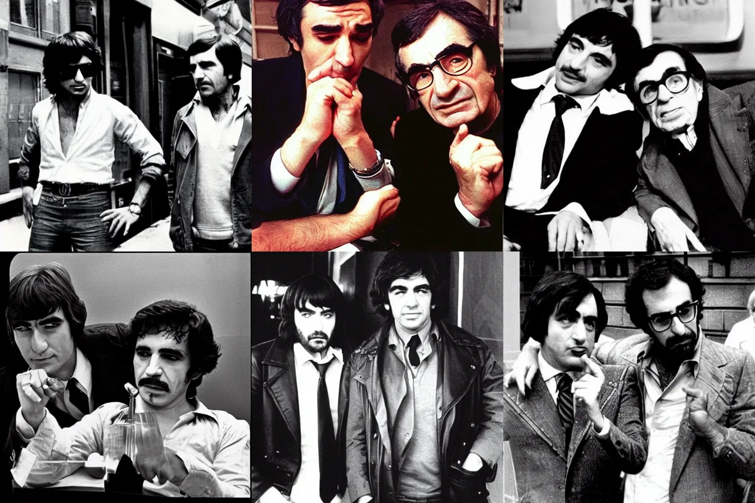 Prompt: “publicity photo of Robert de nitro and Martin Scorsese for mean streets,(1973), by Annie liebowitz”