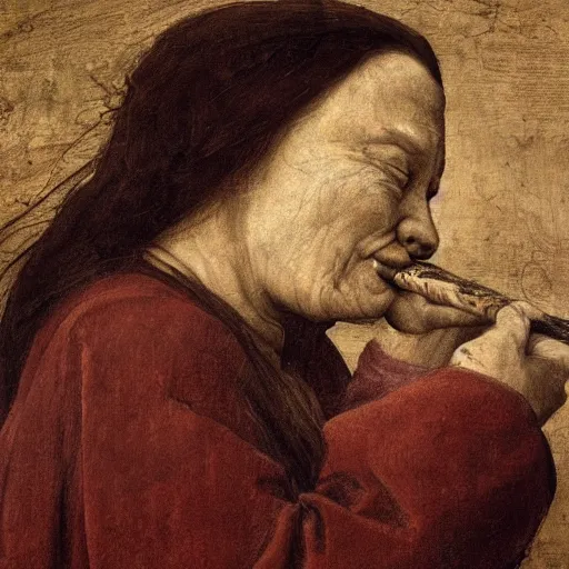 Image similar to marvellous painting of crying amber turd loosing the trail to johnny depp in a full room of judges all swinging a hammer to her loss, oil painting by leonardo davinci, 4k, high resolution