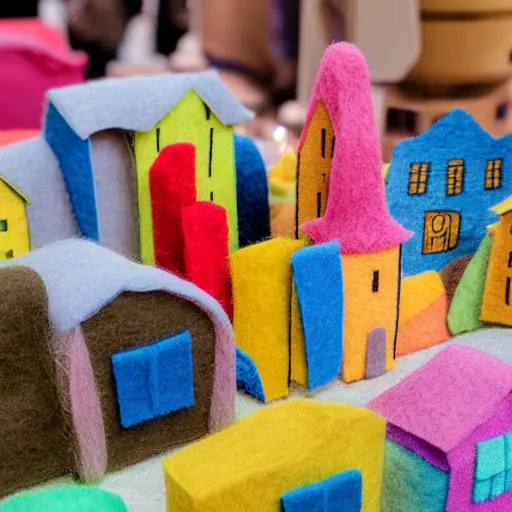 Prompt: miniature San Francisco made of fuzzy felt and furry fabric