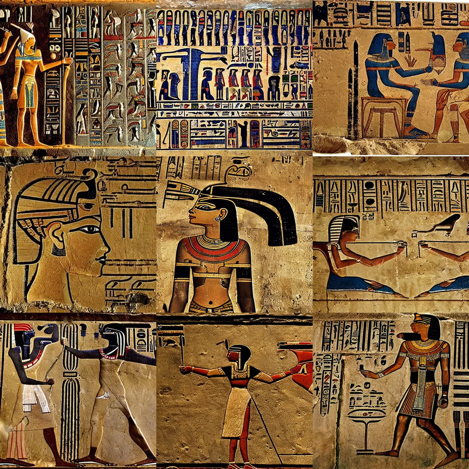 Prompt: ancient egyptian hieroglyphic depicting donald trump