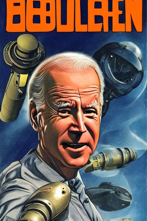 Prompt: pulp scifi cover of Joe Biden as an alien