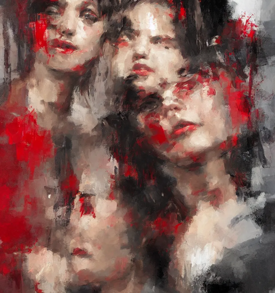 Image similar to spontaneous unfinished romantic portrait under painting, beautiful juicy brush strokes, by richard schmid and sargent, dark, black and red, trending on cgsociety, expressionism