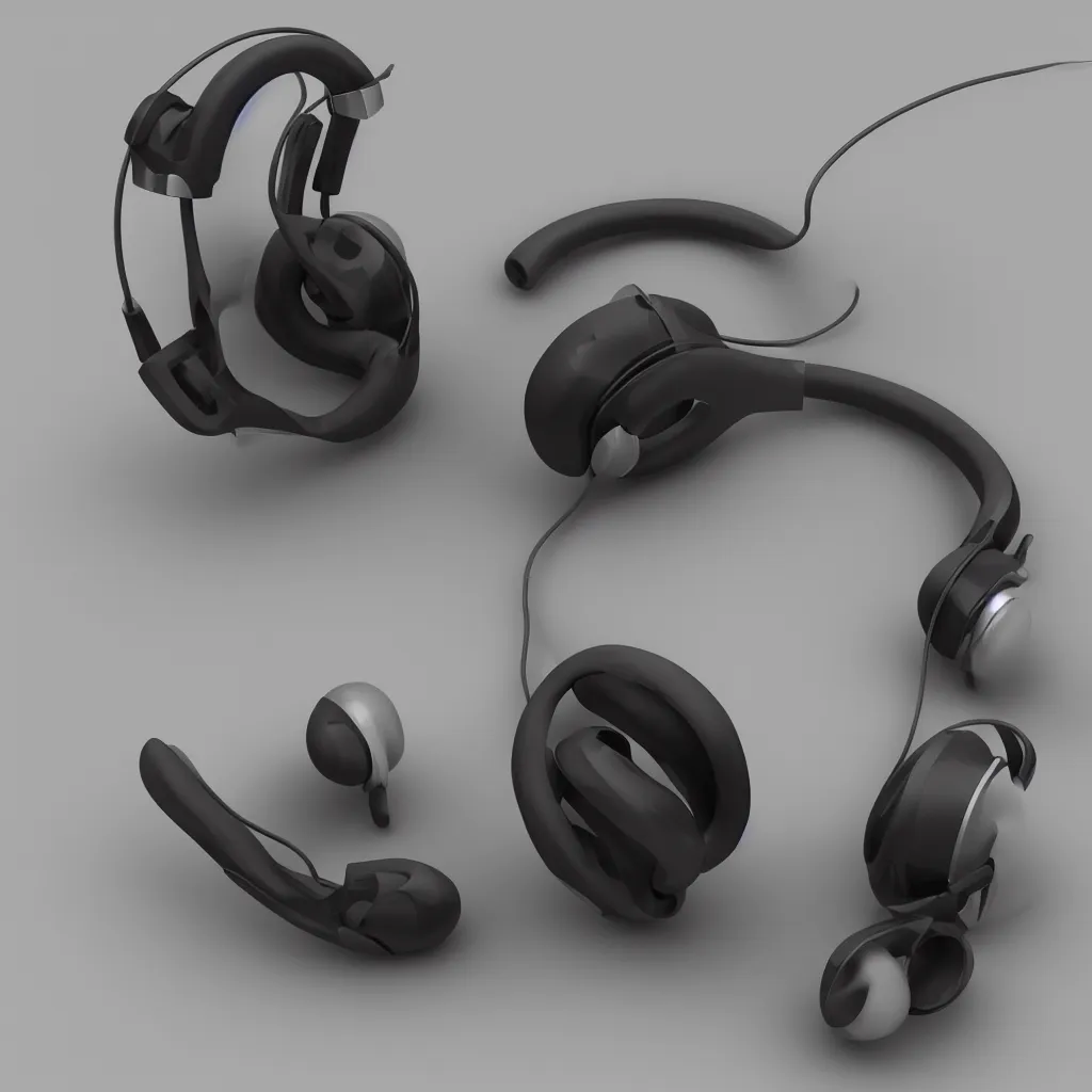 Image similar to 3 d render of headphones, ultrarealistic, conept art, artstation, industrial design