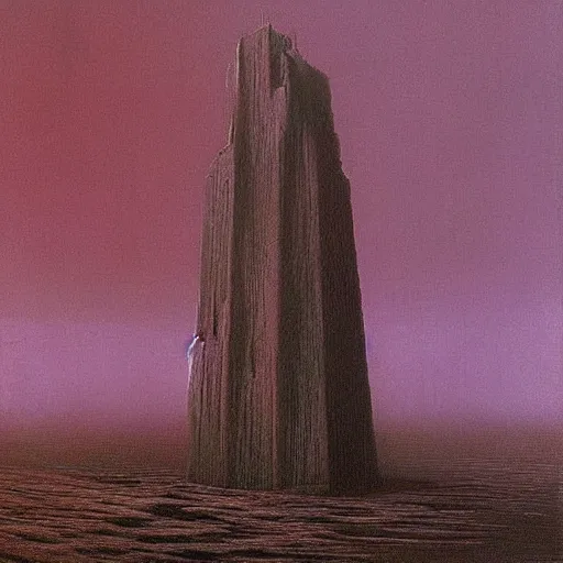 Image similar to an ominous monolith, painted by zdzislaw beksinski
