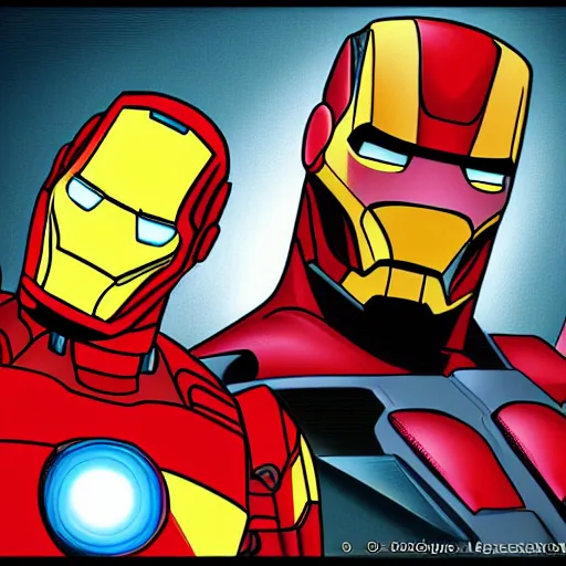 Prompt: iron man and howard the duck, various digital art