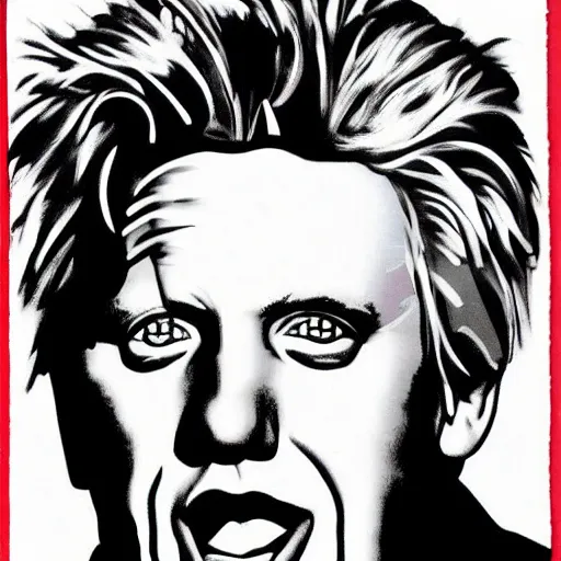 Prompt: pop art gary busey illustration by andy warhol