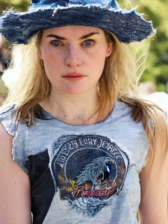 Image similar to hyperdetailed close shot of daisy edgar - jones, winds of winter, with ripped crop t - shirt with a logo, fine - face, pretty face