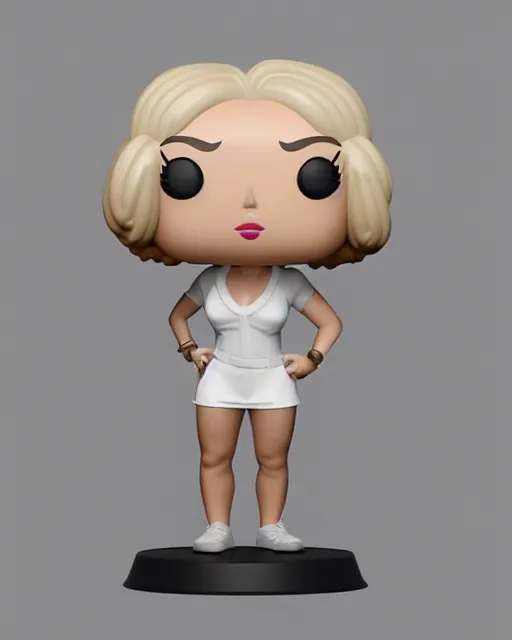 Image similar to full body 3d render of Margo Robbie as a funko pop, studio lighting, white background, blender, trending on artstation, 8k, highly detailed