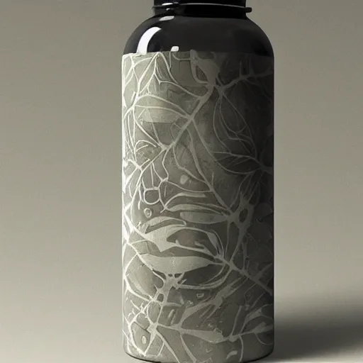 Image similar to A water bottle with a leaf design on it, Greg Rutkowski