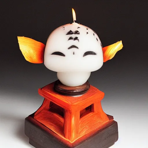 Prompt: traditional Japanese woman ghost candle in her head