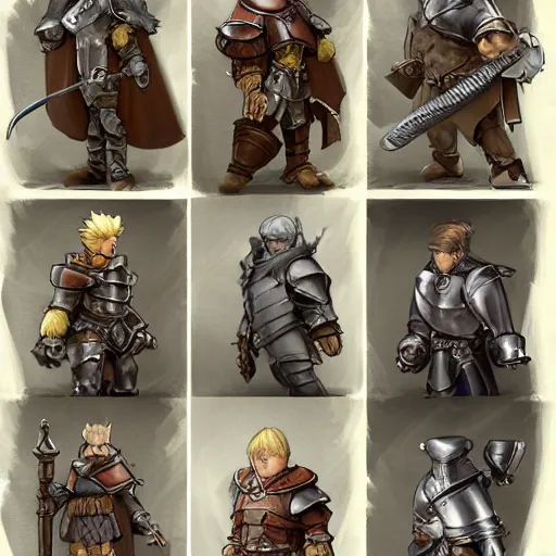Image similar to heroic character design of anthropomorphic beaver, portrait, holy crusader medieval knight, final fantasy tactics character design, character art, colorized pencil sketch, highly detailed, Akihiko Yoshida,