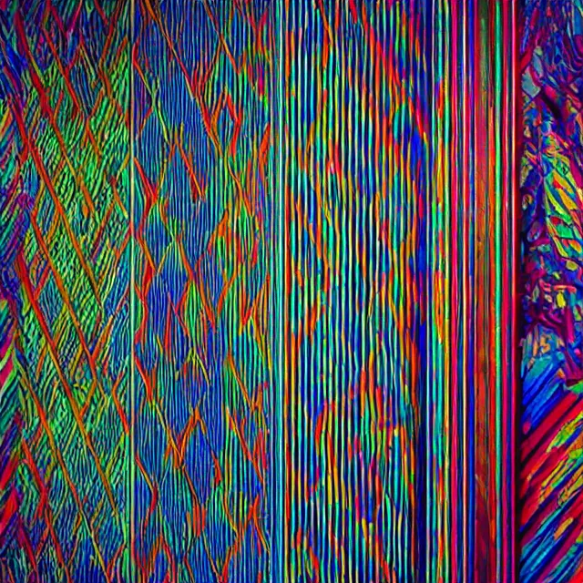 Image similar to photograph of a psychedelic elevator doors