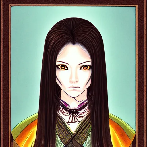 Image similar to Onimusha Ophelia, portrait, illustration