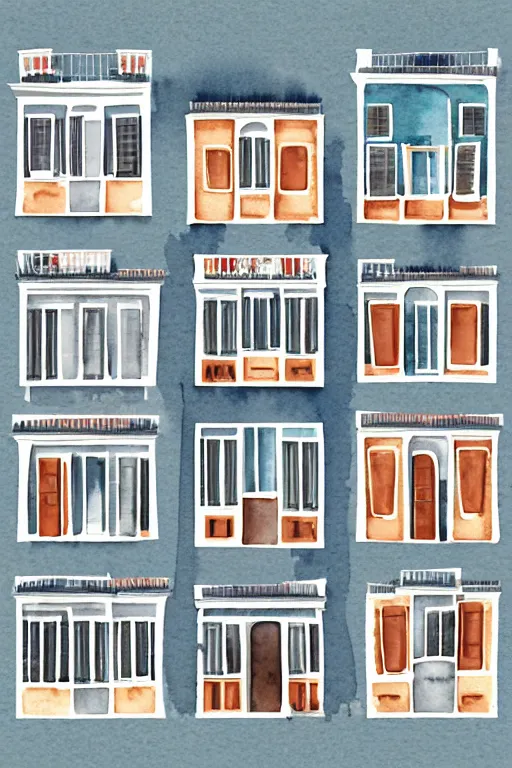 Prompt: minimalist watercolor art of houses in istanbul, illustration, vector art