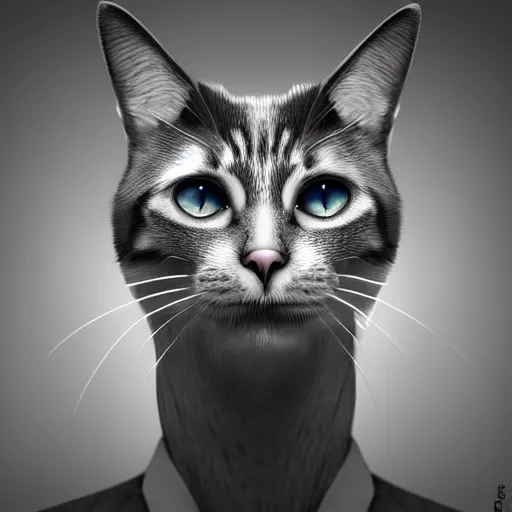 Image similar to a cat gentleman ~ photorealistic ~ digital art ~ cool ~