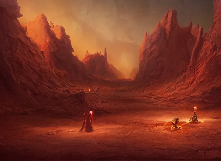 Prompt: Desert of distortion, a cursed necromantic artifact in a desert, painting by Nils Hamm and Marc Simonetti, 8k fantasy art, detailed