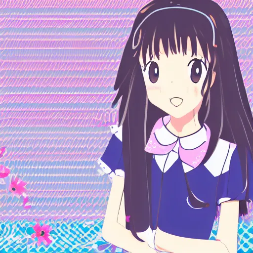 Image similar to a portrait of high school girl in the style of kyoto animation, Illustrator, in simple background, trending on pixiv