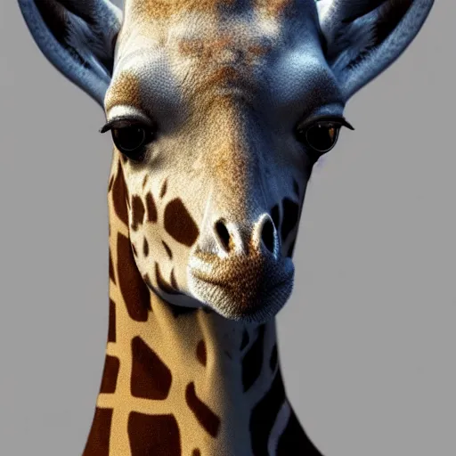 Image similar to a highly detailed portrait of a humanoid giraffe in a blue cloak, artstation, deviantart, professional, unreal engine 5, photorealistic