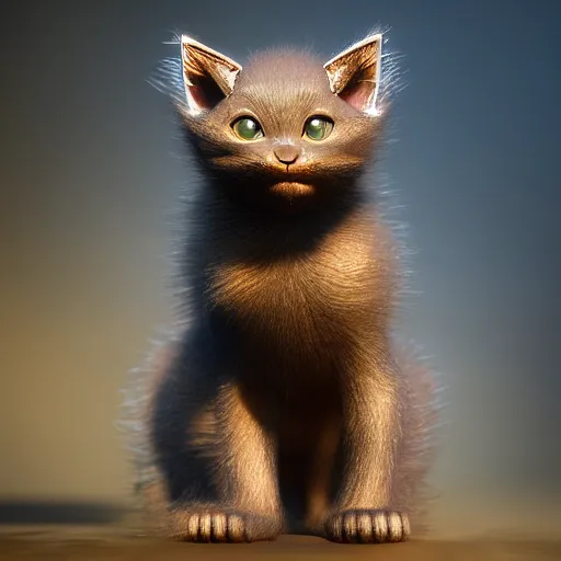 Image similar to full body pose, hyperrealistic photograph of mutant kitten, dim volumetric lighting, 8 k, octane beautifully detailed render, extremely hyper detailed, intricate, epic composition, cinematic lighting, masterpiece, trending on artstation, very very detailed, stunning, hdr, smooth, sharp focus, high resolution, award, winning photo, dslr, 5 0 mm