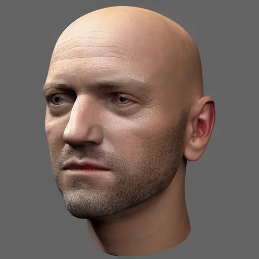 Image similar to 3 d ray traced rendering of jesse's head. 8 k, subsurface scattering, 4 0 0 0 samples, denoised